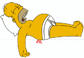 Homer Simpson cartoon Lying on Back